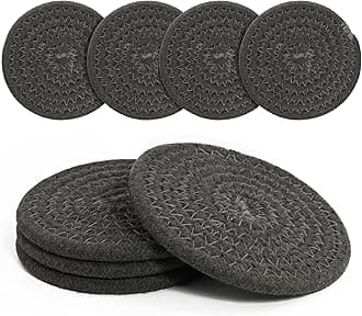 Coasters Set of 4 for Drinks, Cotton Woven 4 Colors Absorbent Boho Coasters for Home Decor Cups - Hot or Cold Drink Thickened (Dark Gray)