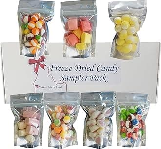 Freeze Dried Candy Variety Pack - 7 bag Freeze Dried Candy Sampler - Gem State Food - Gift Box - Freeze Dried Skiddles, Lemonheadz, Hi-Chews, Sunburst, & Mumbas
