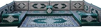 arabicsofa U Shaped Set, Arabic Majlis, U Shaped Living Room Sofas, Floor Couch, Indoor Floor Sofas, Floor Cushions, Floor Pillow, Cozy Sofa (U Sofa + Rug)