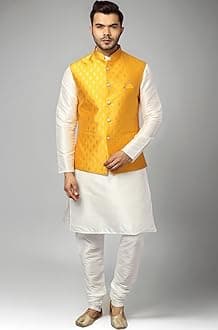 Uri and MacKenzie Men's Silk Blend Kurta Pajama with Designer Ethnic Nehru Jacket/Modi Jacket