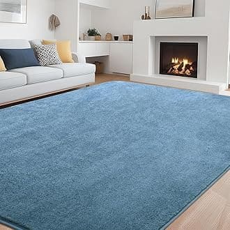 Rugs Living Room Large 200x300 cm Super Soft and Fluffy Rugs for Bedroom, Modern Plain Fluffy Large Area Rugs Machine Washable Anti-Slip Carpet, Dusk Blue Rug