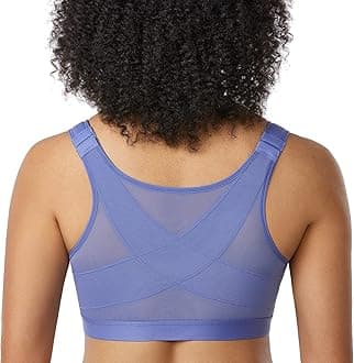 DELIMIRA Women's Full Coverage Front Closure Wire Free Back Support Posture Bra