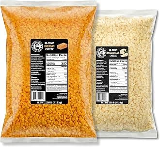 Bearded Butchers High-Temp Cheddar & Mozzarella Cheese, Pack of 2 (2.5 lb Bags Each) – 5 lbs Total, Shelf-Stable 1/4-Inch Cubes for Up to 25 lbs of Meat Per Bag, 400°F High-Temperature Cheese – Ideal for Sausage Making, Brats, Snack Sticks, Burgers, and More