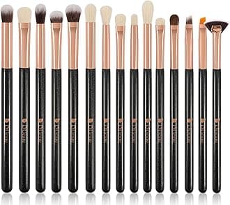 DUcare 15Pcs Eyeshadow Brushes, Pro Eyeshadow Brush Set, Eye Makeup Brushes for Concealer, Eyeliner, Eyelash,Eyebrow, Blending, Smudging, Eye Detailing, Eye Crease (Black)