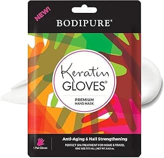 Bodipure Premium Hand Mask Keratin Gloves, Moisturizing Gloves for Dry Hands & Nail-Strengthening & Cuticle Softening, Spa Experience at Home, No Harm Chemical & For All Skin Types 1 Pair