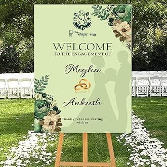 Theme My Party Custom Indian Engagement Ceremony Welcome Sign Board - Personalized Pre Wedding Wedding Sign Board – Ceremony Welcome Sign for Decoration