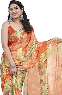 MIRCHI FASHION Women's Stylish Ethnic Chiffon Leheriya Printed Saree with Blouse Piece