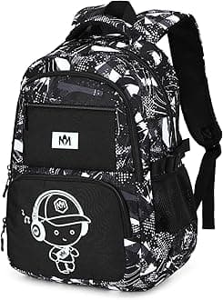 Kids Backpack Boys Camo Bookbag Teens Elementary School Bag Daypack Travel Back Pack Middle school (Grey Graffiti)