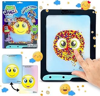 DoodleJamz JellyPics — Squishy Drawing Pads Filled with Non-Toxic Sensory Beads and Gel – No-Mess Fidget Art – ASMR – Re-usable to Make Endless Artistic Creations (Red, Purple, Yellow Beads)