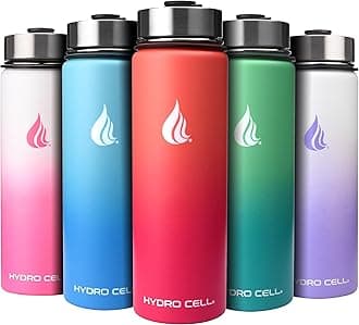 HYDRO CELLStainless Steel Water Bottle w/Straw & Wide Mouth Lids (64oz 40oz 32oz 24oz 18oz 14oz) - Insulated Sweat Proof Sport Design (Coral/Punch - 24oz)