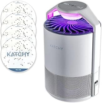 Katchy Indoor Fly Trap– Catcher & Killer for Mosquito, Fruit Fly, Gnat & Small Moth – Non-Zapper Trap with Fan Suction & Blue UV Light – Ideal for Indoor Spaces, Kitchen & Plants (Original, White)