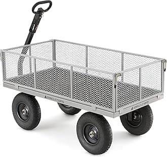 GOR1001-COM Heavy-Duty Steel Utility Cart with Removable Sides, 1000-lbs. Capacity, Gray
