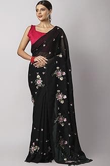 SAREE MALL Women's Chiffon Embroidered Saree With Unstitched Blouse (33KAVI3301_RT_Parent)