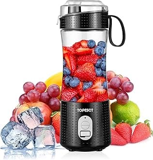 TopEsct Portable Mixer, Smoothie Maker to Go - Mobile Stand Mixer/Electric Mini Juice Mixer, Six Blades in 3D Arrangement for Excellent Mixing, 13 oz USB Rechargeable Juicer (Black)