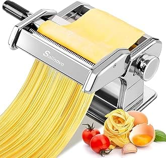 Sailnovo Pasta Maker Machine, 180 Roller Pasta Maker, 9 Adjustable Thickness Settings 2-in-1 Noodles Maker with Rollers and Cutter, Perfect for Spaghetti, Fettuccini, Lasagna or Dumpling Skin Silver