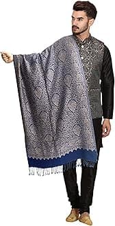 Men's Kashmiri Stylish Woolen Jamawar Ambi Design Shawl, Stole for Men| Perfect for Winter and Gifts [SIZE:40X80 Inches]