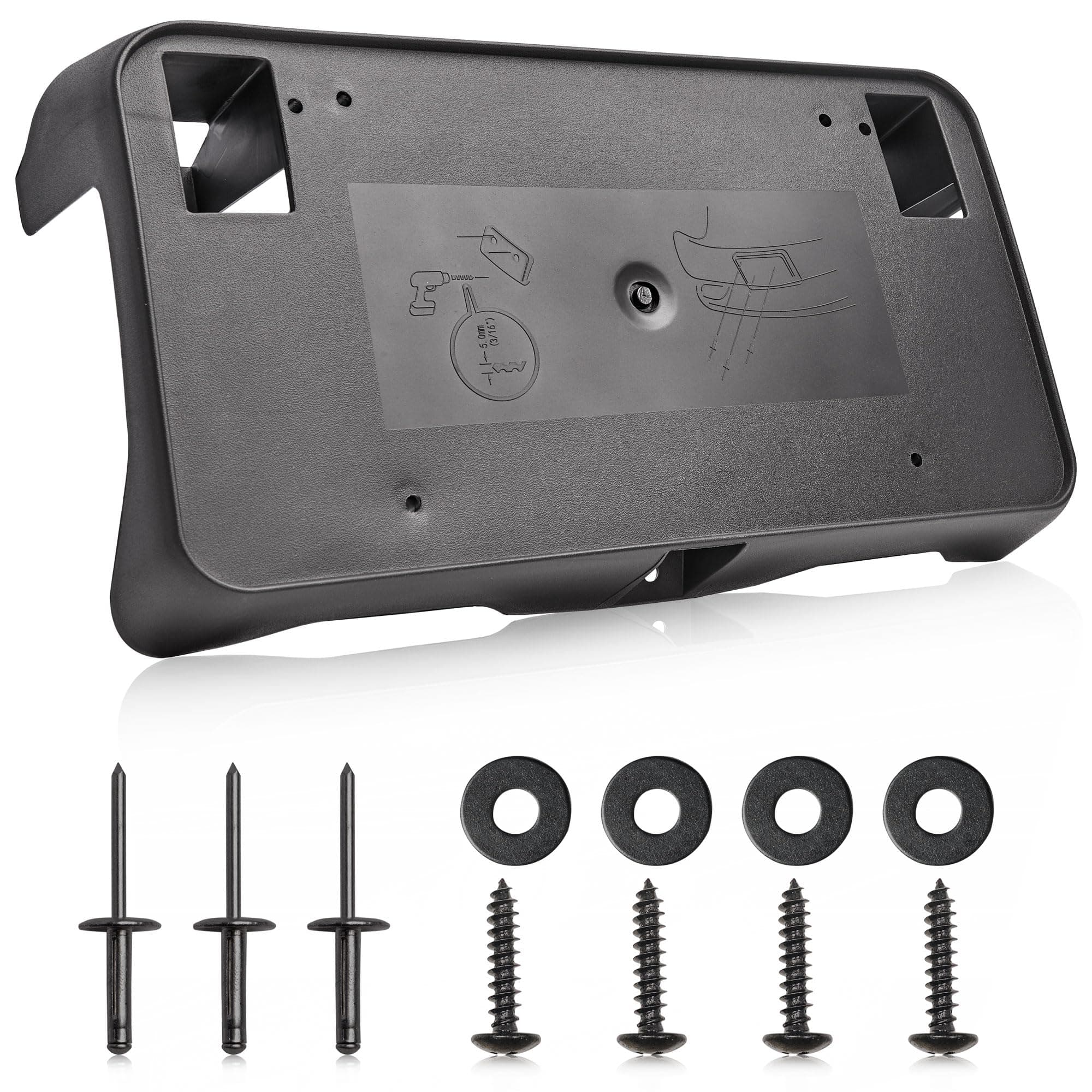 RED WOLF Front License Plate Bracket Fit for Chevy 2016-2018 Silverado 1500, 2019 Silverado 1500 LD Replacement for 23354526 GM1068172 Front Bumper License Plate Holder Cover w/Screws