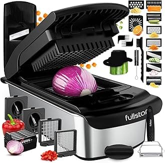 Multifunctional Vegetable Chopper and Mandolin Slicer - Vegetable Slicer Julienne Slicer Grater for Onion Tomato Salad Potato Cucumber - Kitchen Tools (PRO 14-in-1, Stainless Steel Black)