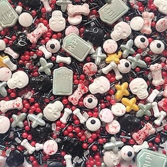 1 Bottle Edible Bloody Eyeball and Bones Mixing Sprinkles 3.53oz/ 100g | Edible Cake Cupcake for Decorating | Cookie and Ice Cream Topper Decorations Halloween Sprinkles