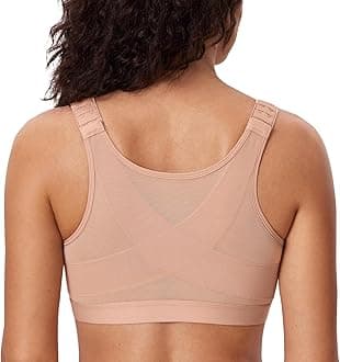DELIMIRA Women's Front Closure Posture Wireless Back Support Full Coverage Bra Polyamide Polyester Elastane
