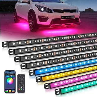 N8 RGBW Underglow Light Bars for SUVs, App/Remote Control, Aluminum Housing Waterproof, Exterior Neon Accent Underbody LED Light Strips, w/ 2pcs 9.8ft Extension Cords, 8PCS