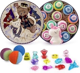 Bath Bombs for Kids, 12pcs Bath Bombs with Surprise Crystal Toys Inside, Handmade Natural and Organic Bubble Bath Bombs, Birthday Christmas Easter Gift for Girls and Boys