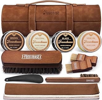 Freechase Leather Shoe Polish Kit For Men - 13 PC Shoe Shine Kit, Leather Boot Care, Shoe Care Kit As Birthday Anniversary Gift For Cool Men Women Him Her Friend Parent Husband