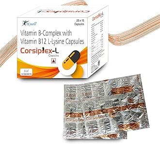 Knoll Healthcare Corsiplex-L Vitamin B-Complex with Vitamin B12 L-Lysine Capsules Vitamin B1, B2m B6m Nicotinamide (30 Caps (Pack of 2))