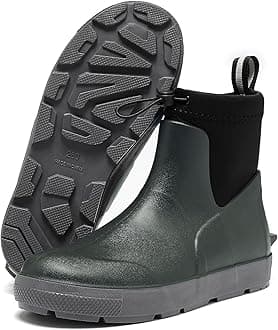 Men's Deck Boots,Ankle Rubber Rain boots Waterproof Anti-Slip Waterproof Shoes, Fishing Boating Boots Water Work Shoes for Men