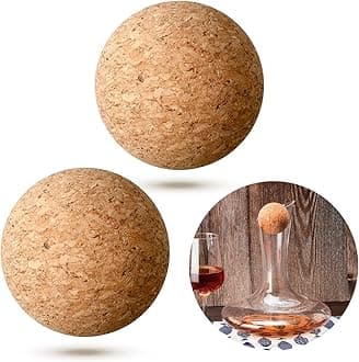 Shappy 2 Pieces Cork Ball Wooden Cork Ball Stopper for Wine Glass Decanter Stopper Replacement Wine Carafe Decanter Replacement Gift for Whiskey Champagne Bottle Holiday Party Supply (2.8 Inch/ 7 cm)