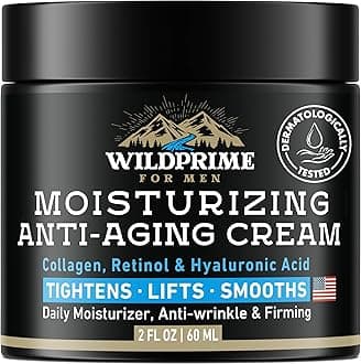 Men's Face Moisturizer Cream - Anti Aging & Wrinkle - Men's Shave Lotion - Made in USA - Collagen, Hyaluronic Acid, Vitamins E & A, Avocado Oil - Age Facial Skin Care, Day & Night Moisturizing, 2 oz