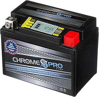 Chrome Pro iGel YTX4L-BS Maintenance-Free, LCD Display, 50CCA, 12V 3Ah Battery Replacement for ATV, Motorcycle, Jet Skis, Scooter, UTV, and More - Nut and Bolt (T3) Terminal