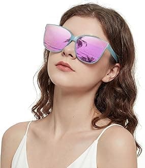 Cat Eyes Sunglasses for Women, Polarized Oversized Fashion Vintage Eyewear for Driving Fishing - 100% UV Protection