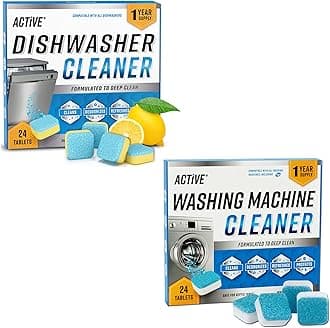 ACTIVE Washing Machine And Dishwasher Cleaning Tablets Bundle - Includes 12 Month Supply Dishwasher Cleaner Deodorizer & Washing Machine Descaler Deep Cleaning Tablets - 48 Tablet Set