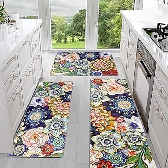 Sofort Kitchen Mats for Floor, Boho Kitchen Rugs Sets of 3, Non Slip Washable Kitchen Runner Rug, Rugs for Kitchen Floor, Hallways, Entryway, Laundry (Colorful)
