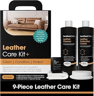 Complete Leather Care Kit+ With Large Leather Cleaner & Leather Protection Cream for Sofas, Car Seats - Leather Care Set Includes 500ml Ultra Clean & 500ml Leather Conditioner
