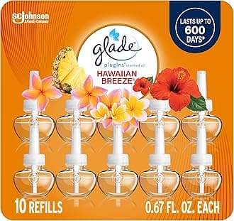 - Glade PlugIns Refills Air Freshener, Scented and Essential Oils for Home and Bathroom, Hawaiian Breeze, 6.7 Fl Oz, 10 Count