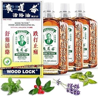 3 Pack of Wong to Yick - Wood Lock Medicated Oil - Muscular Aches, Sprains, Bruises, Shoulder and Back Pain - for Sports Recovery, Soreness - 1.7 Fl Oz - 50 ML - 100% Authentic