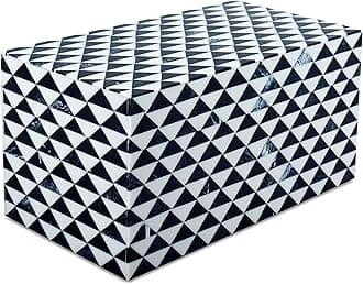 Handicrafts Home Black and White Decorative Storage Box with Lid, Large Storage Box, Handmade Resin Inlay Wooden Box, Memory Keepsake Box, Jewelry Organizer, Coffee Table Decor Box (10x5x5 Inch)