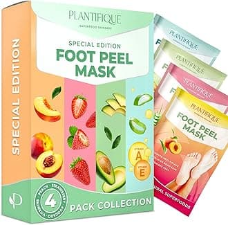 PLANTIFIQUE Special Edition Foot Peel Mask by Plantifique - 4 Pack Foot Mask Dermatologically Tested - Repairs Heels & Removes Dry Dead Skin for Soft Baby Feet