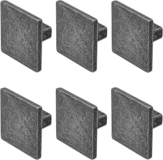 Decoranddecor Calla Square Cabinet Knob Door Pull Handle Kitchen Cupboard Furniture Drawer (6 Pack, Antique Silver)