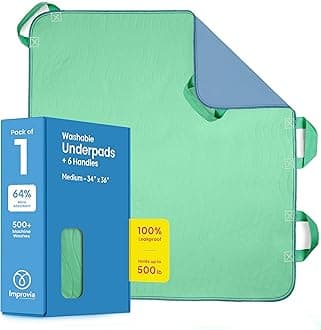 Improvia Positioning Bed Pad 34"x36" with 6 Reinforced Handles, Quick-Drying, Washable, Waterproof, Reusable, Mattress Protection, for Lifting, Turning, Transfer, Elderly and Incontinence Patients.