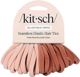 Nylon Hair Ties No Damage - Stretchable Hair Bands for Strong All-Day Hold, Ponytail Holders | Hair Accessories for Girls | Ideal Gifts for Women - Blush 20 Pcs