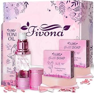 FIVONA 3 in 1 Yoni Oil & Soap Set | Feminine Care Kit with pH Balanced Vaginal Oil 30ml + 2 Organic Herbal Intimate Wash Bars 5.3oz | Natural Hygiene Bundle for Women
