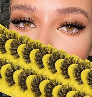 Russian Strip Lashes D Curl Fluffy Wispy False Eyelashes Natural Look Faux Mink Lashes Like Eyelash Extension Fluffy zanlufly Transparent Band Cat Eye Fake Eyelashes Pack