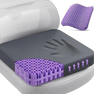 Gel Seat Cushion for Long Sitting, XXL Thick Cooling Chair Cushion for Office Chairs, Wheelchair & Car Seats, Breathable Gel Pad with Non-Slip Cover (XX-Large, Grey)