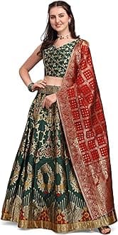 Women's Jacquard Semi-Stitched Lehenga choli