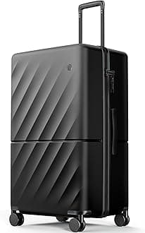 Trunk Luggage 29 Inch, Large Checked Luggage with Double Spinner Wheels, Anti-Burst Zipper, Hard Case PC Suitcase, Lightweight Travel Luggage, TSA Approved (Onyx Black, Hudson)