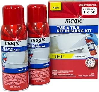 Magic Tub and Tile Refinishing Kit - Spray on Aerosol - Refinish Sinks Tile Porcelain Acrylic Fiberglass and Ceramic Surfaces, Bright White