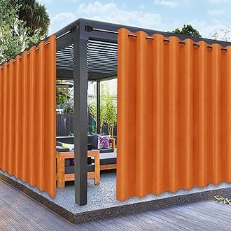PureFit Outdoor Curtains for Patio Waterproof Weatherproof, UV Resistant Outside Curtains for Gazebo, Front Porch, Pergola, Sun Blocking Privacy Curtain, 120W x 84L inch, 1 Panel, Orange